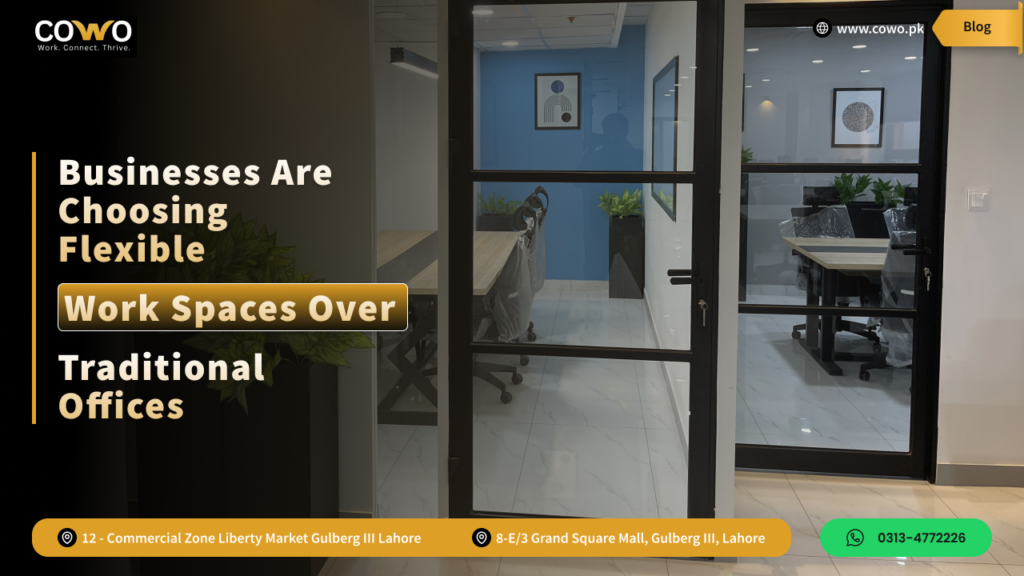 Businesses are choosing flexible work spaces over traditional offices